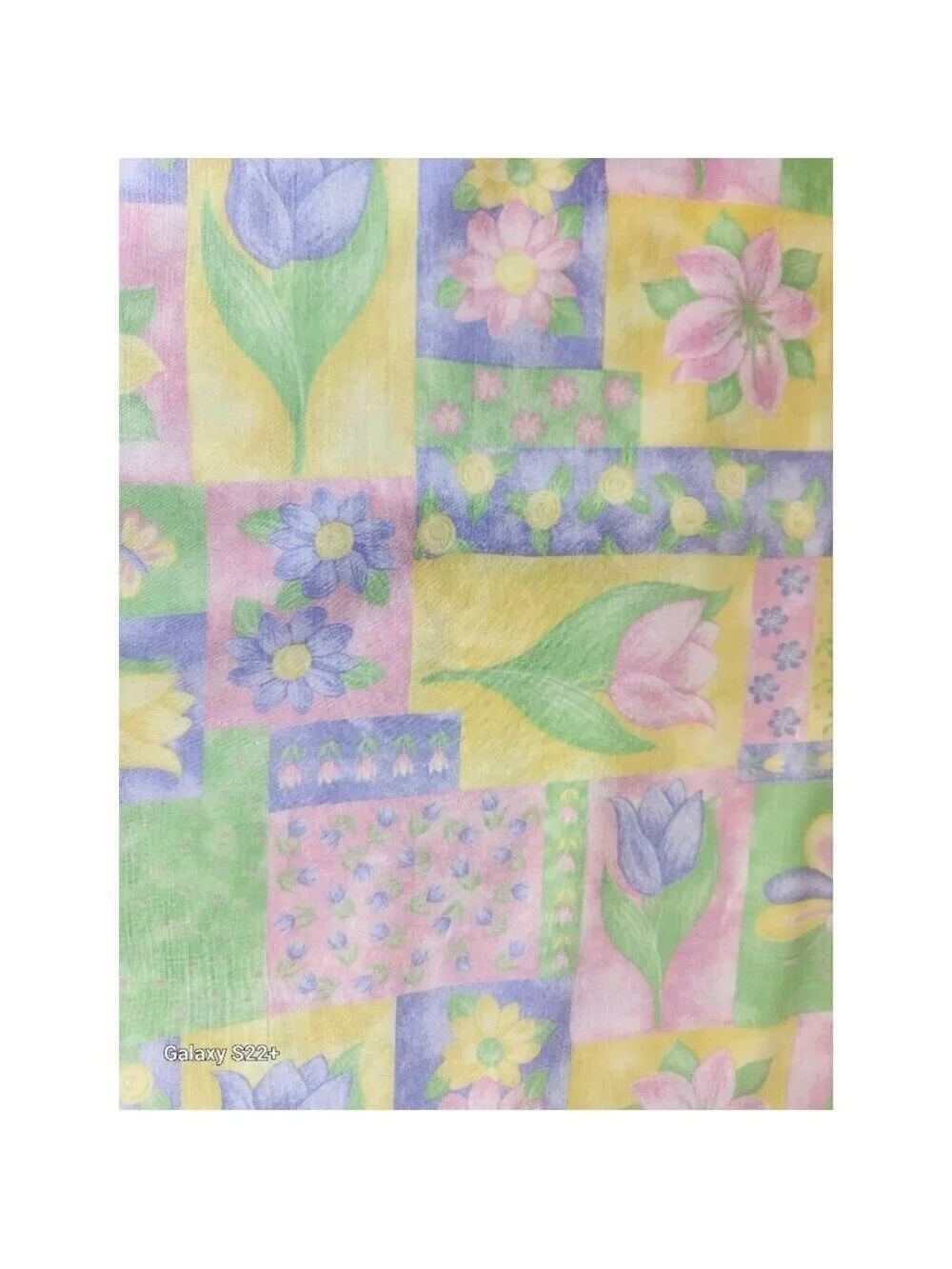 Floral Garden Patchwork Fabric Spring Tulips Daisies & Butterflies Bright Pastel
